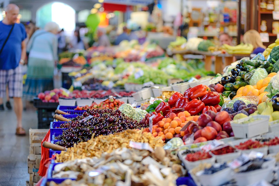 Fruit and vegetables at a market