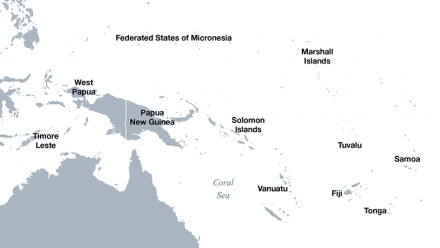 A map of countries in Asia Pacific where Climate Change Institute members are engaged with policymakers