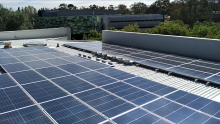 Solar cells on roof at ANU