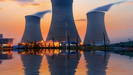 tops of cooling towers of atomic power plant