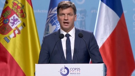  Angus Taylor speaks at the COP25 climate summit in Madrid. Photograph: Reuters