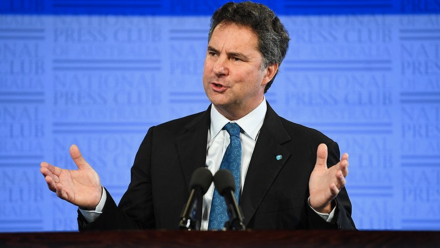 CSIRO Chief Executive Dr Larry Marshall addresses the National Press Club in Canberra.