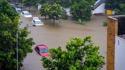 Photo of cars submerged in flood waters