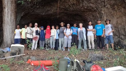 The excavation team at Makpan Cave, Alor, East Nusa Tenggara.