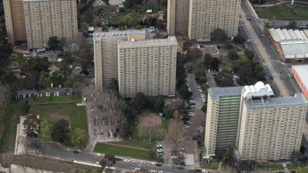 An aerial view of the public housing towers that were closed in response to Melbourne&#039;s second COVID-19 infection wave.