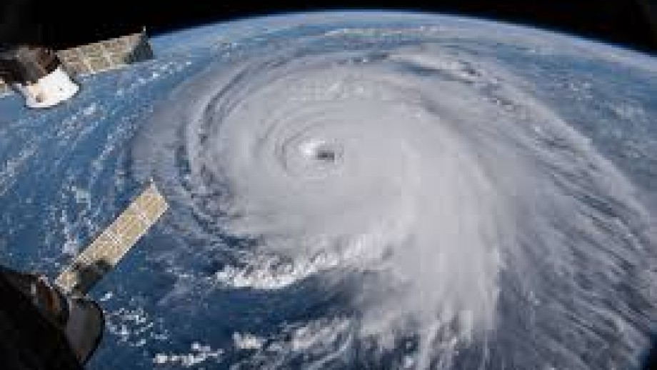 A hurricane, pictured from space.
