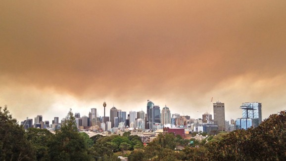 Smoke haze over Sydney's city skyline